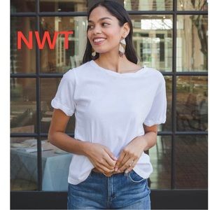 NWT White Michael Stars Sloan Rolled T-shirt Med